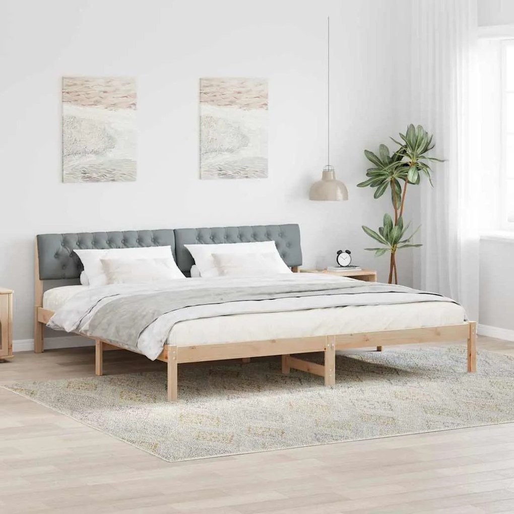 vidaXL Σκελετός Κρεβατιού Καφέ και ανοιχτό γκρι 200 x 200 cm