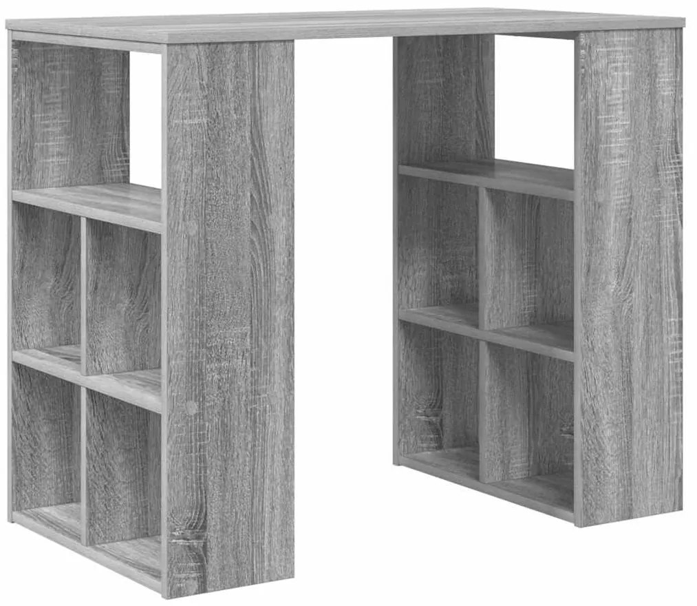 vidaXL Γραφείο με ράφι Γκρι 90 x 50 x 75 εκ. Επεξεργασμένο ξύλο