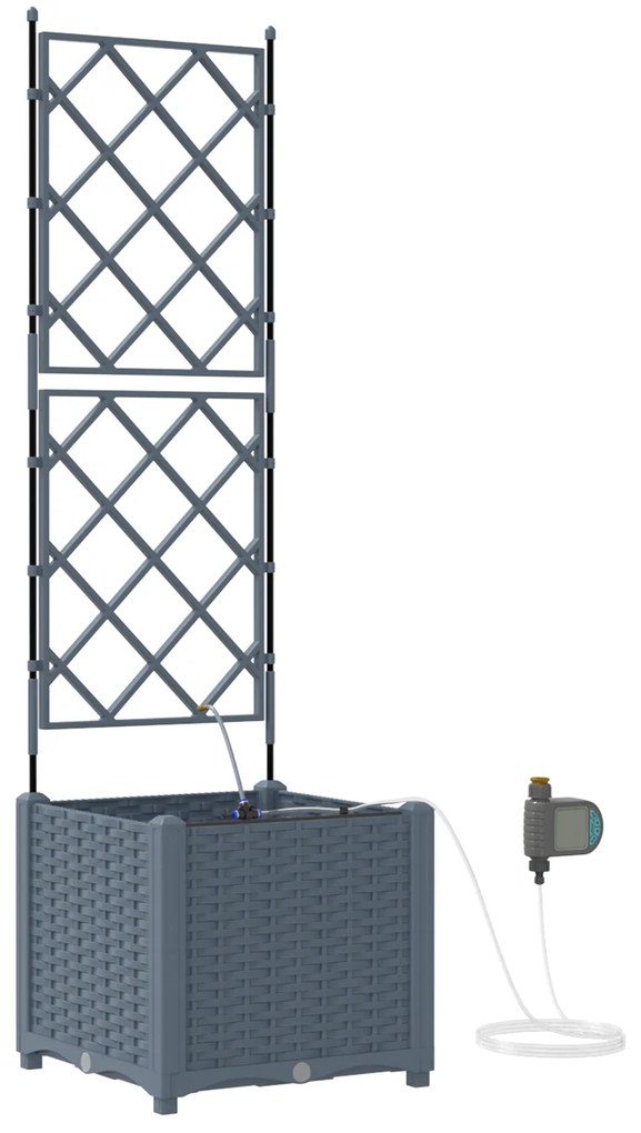vidaXL Γλάστρες Κήπου 1 τεμ Ανοιχτό γκρι 40 x 40 x 142 cm Πλαστικό