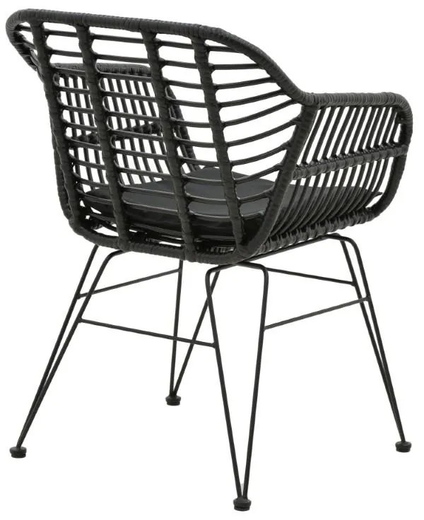 Καρέκλα - Πολυθρόνα Naoki με μαξιλάρι pe μαύρο-μέταλλο μαύρο πόδι 55x58x79 εκ. 55x58x79 εκ.