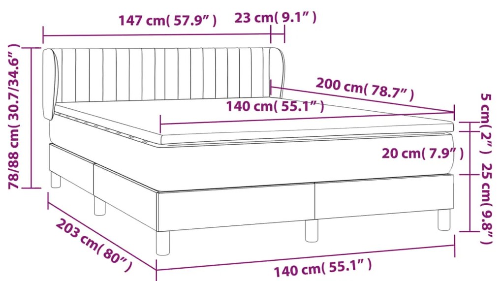 ΚΡΕΒΑΤΙ BOXSPRING ΜΕ ΣΤΡΩΜΑ ΜΑΥΡΟ 140X200 ΕΚ. ΥΦΑΣΜΑΤΙΝΟ 3126407