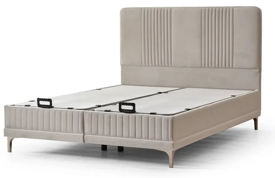 Επενδυμένο Κρεβάτι WINART Διπλό με Αποθηκευτικό χώρο και Ανατομικό Στρώμα Μπεζ 160x200εκ. 160x208x120 εκ.