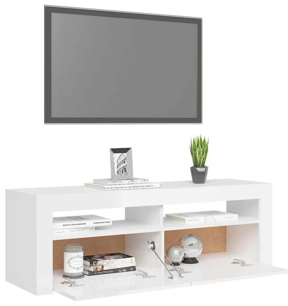 Έπιπλο Τηλεόρασης με LED Γυαλιστερό Λευκό 120 x 35 x 40 εκ. - Λευκό