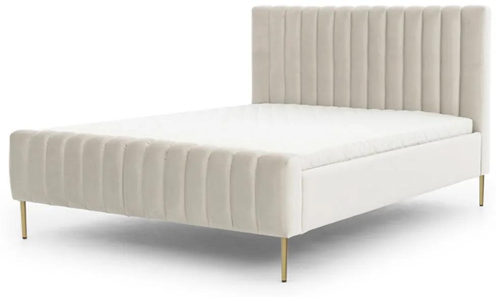 Διπλό κρεβάτι Nicole, Λευκό με χρυσά πόδια 170x120x220cm-BOG3098