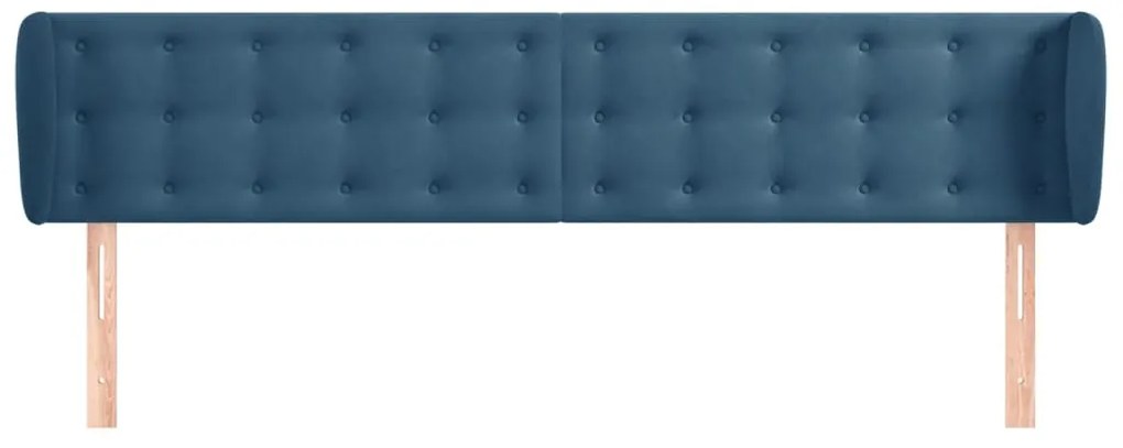 vidaXL Κεφαλάρι με Πτερύγια Σκούρο Μπλε 183x23x78/88 εκ. Βελούδινο