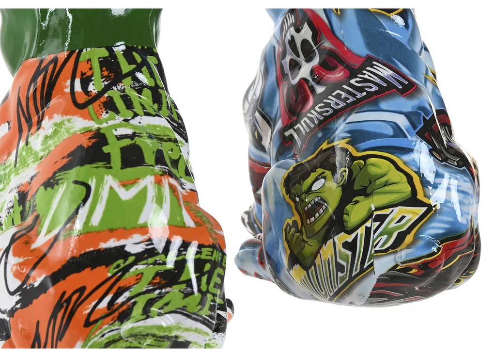 Διακοσμητική Φιγούρα Home ESPRIT Μπλε Πράσινο Πολύχρωμο Σκύλος 9,5 X 13 X 16 CM (x2)