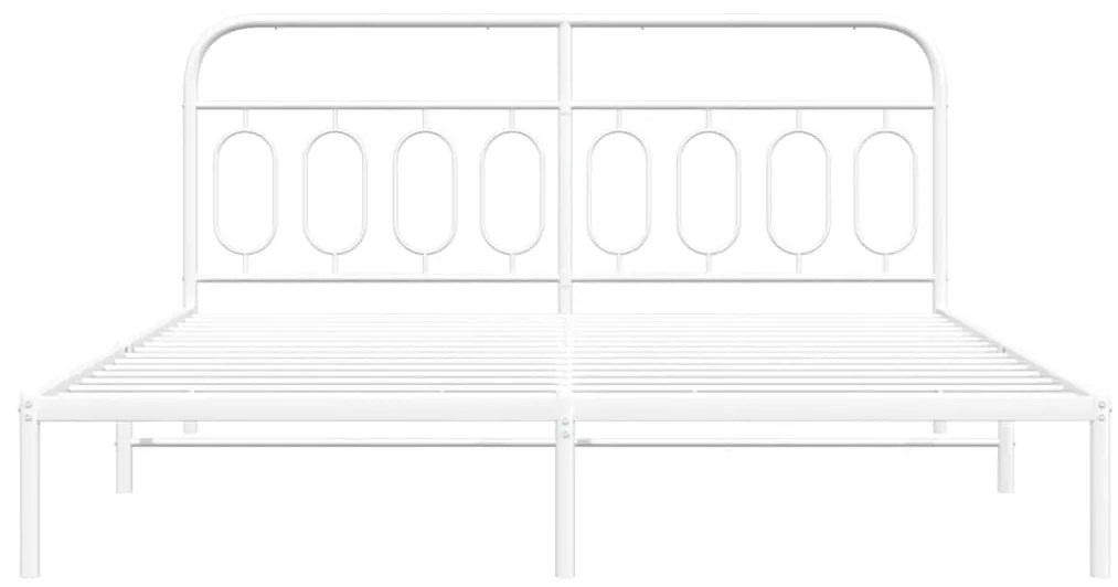 vidaXL Πλαίσιο Κρεβατιού με Κεφαλάρι Λευκό 180x200 εκ. Μεταλλικό
