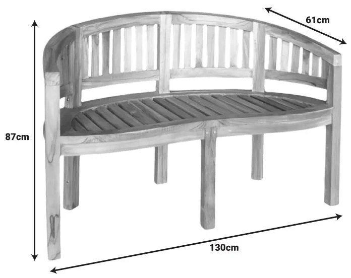 Παγκάκι διθέσιο Coren φυσικό teak ξύλο 130x61x87εκ