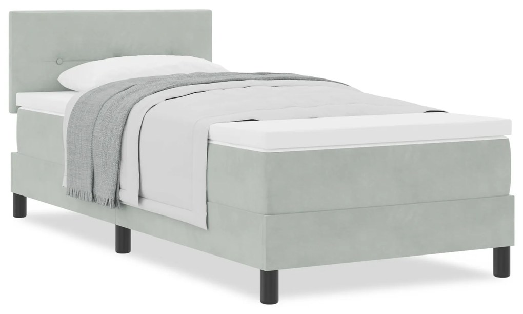 vidaXL Κρεβάτι με Στρώμα Light Grey 90x200 εκ Βελούδο
