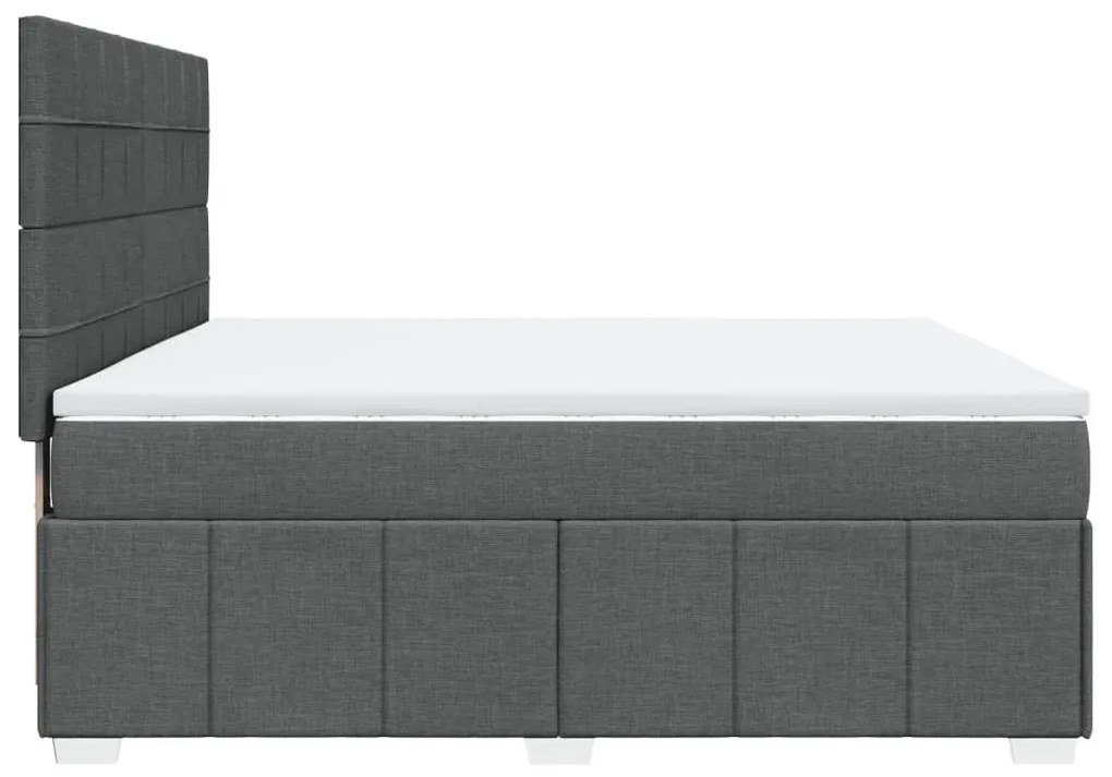 Κρεβάτι Boxspring με Στρώμα Σκούρο Γκρι 180x200 εκ Υφασμάτιν - Γκρι