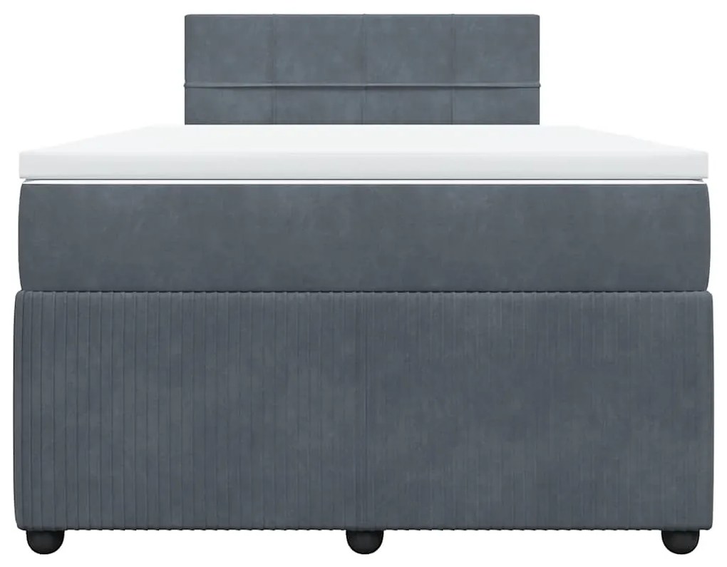 vidaXL Κρεβάτι Boxspring με Στρώμα Σκούρο Γκρι 120x200 εκ. Βελούδινο