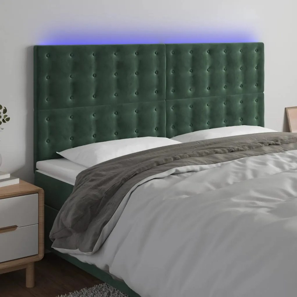 Κεφαλάρι Κρεβατιού LED Σκούρο Πράσινο 180x5x118/128 εκ.