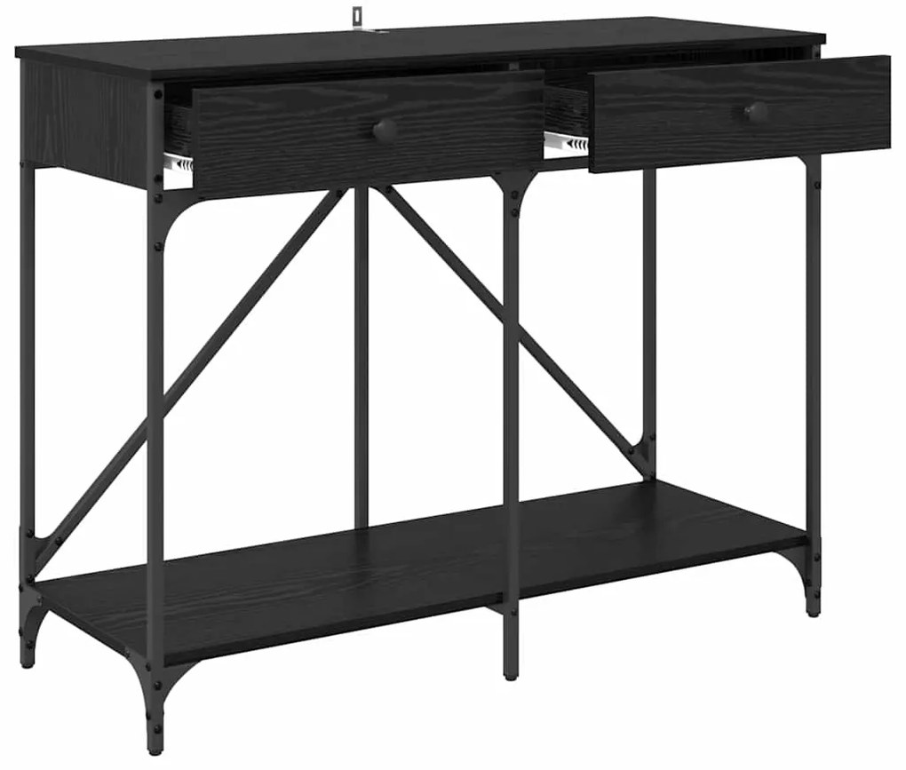 vidaXL Τραπέζι κονσόλας με συρτάρι Μαύρη Οξυά 100 x 39 x 78,5 εκ