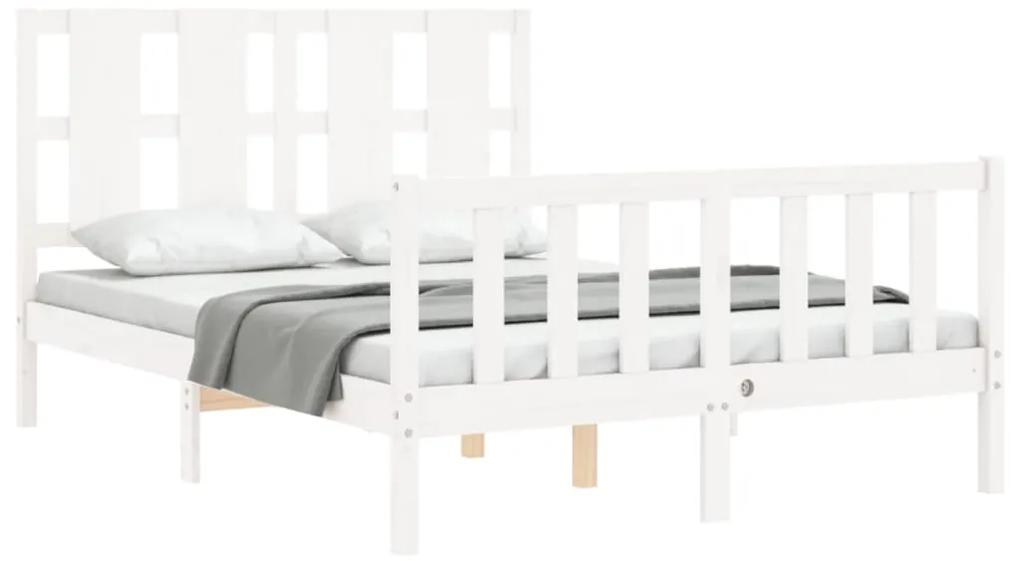 vidaXL Πλαίσιο Κρεβατιού με Κεφαλάρι Λευκό 120x200 εκ. Μασίφ Ξύλο