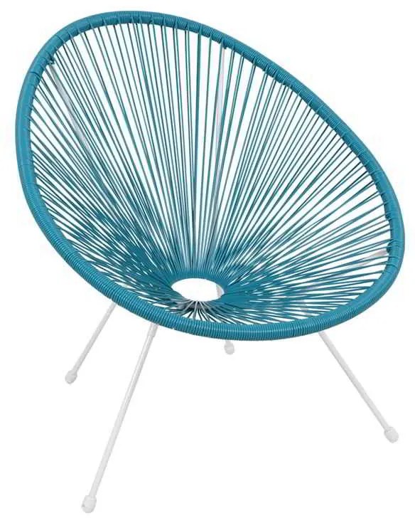 Ποληθρόνα Μεταλλική Άσπρη, ACAPULCO Plastic Rattan Μπλε 73x76x89cm