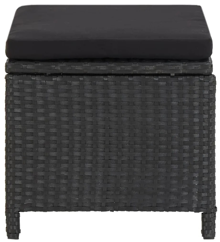 vidaXL Σκαμπό Κήπου 4 τεμ. Μαύρα από Συνθετικό Ρατάν με Μαξιλάρια