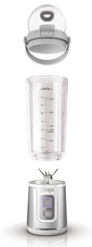 Φορητό μπλέντερ Ninja BC151EUW, 7.4W, 530 ml, ατσάλινη λεπίδα με 6 λεπίδες, θρυμματισμός πάγου, έως 10 κύκλοι, χωρίς BPA, USB-C, Λευκό