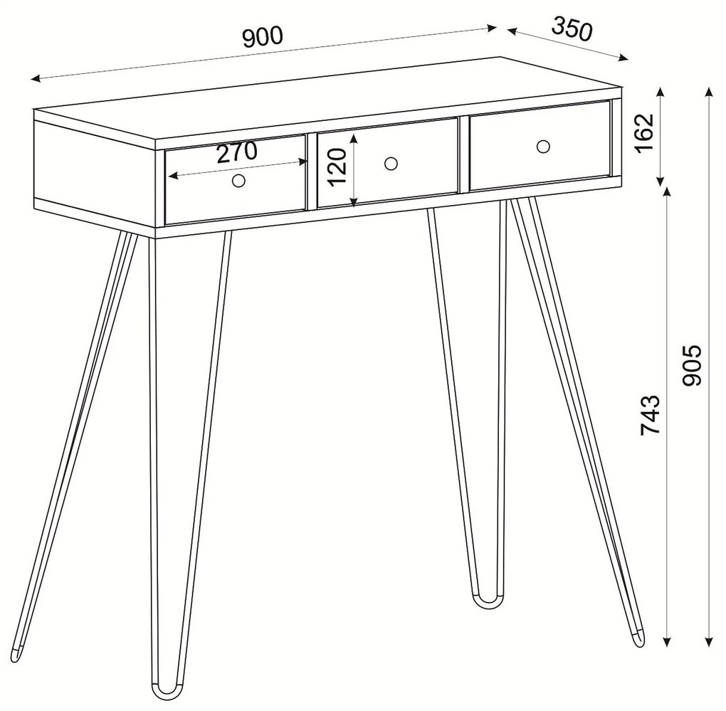 Κονσόλα LIDYA Καφέ Με Σχέδιο 90x35x91cm - 14410110 - 14410110