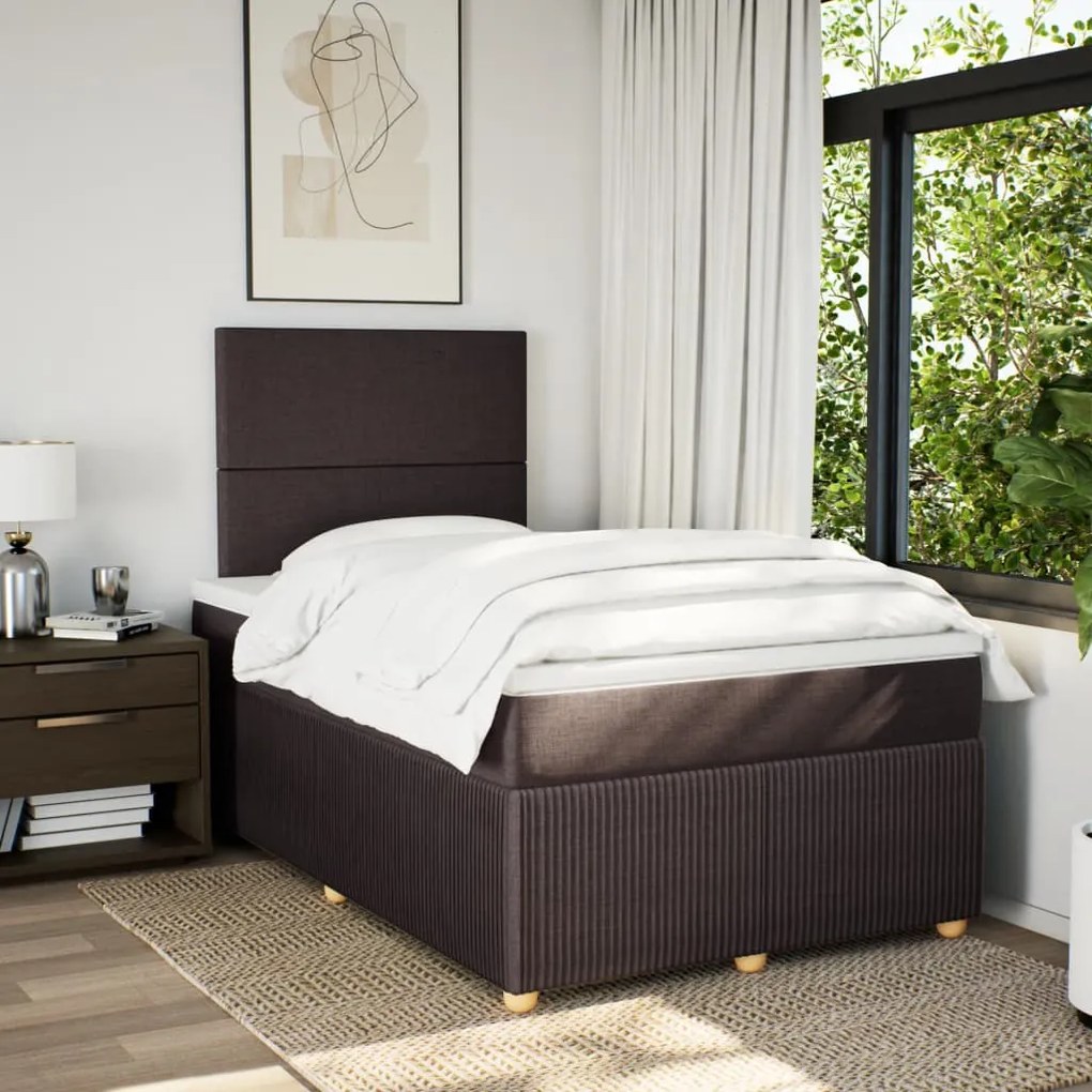 Κρεβάτι Boxspring με Στρώμα Σκούρο Καφέ 120x190 εκ Υφασμάτινο 3294291