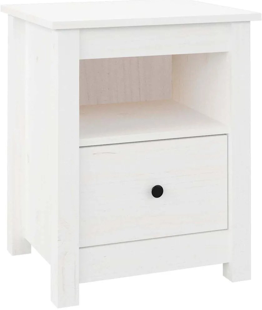 vidaXL Κομοδίνα 2 τεμ. Λευκά 40x35x49 εκ. από Μασίφ Ξύλο Πεύκου