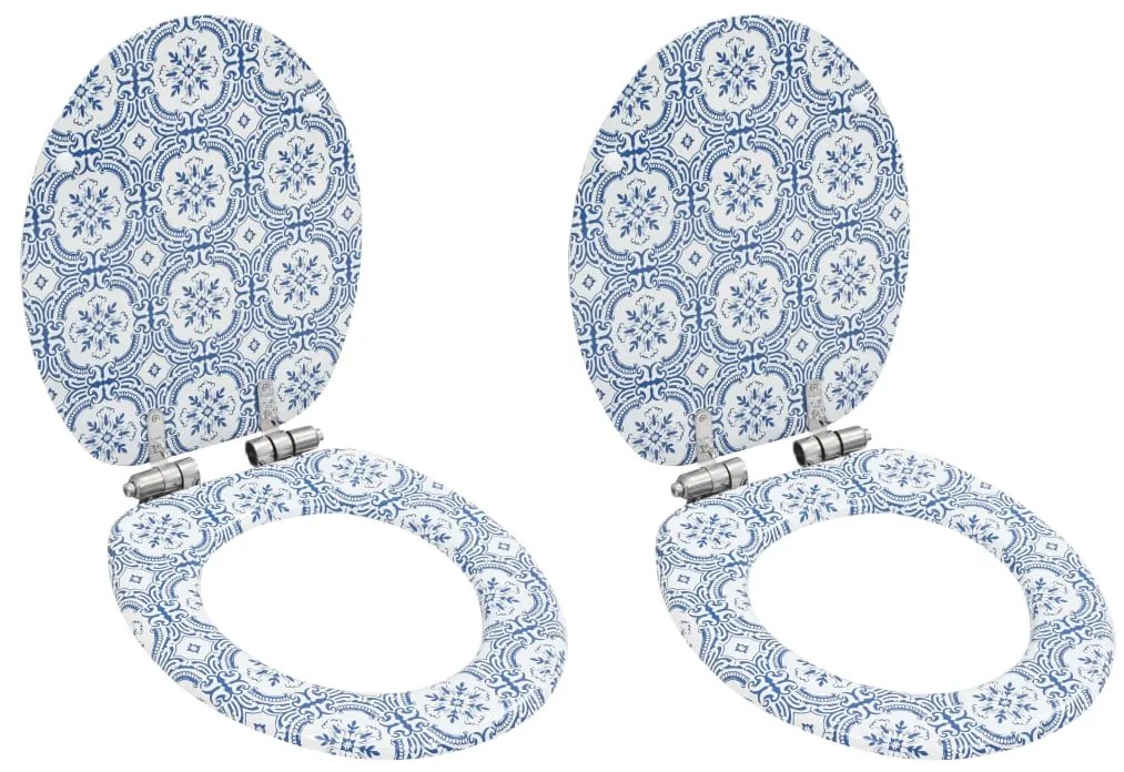 vidaXL Καλύμματα Λεκάνης με Soft Close 2 τεμ. Σχέδιο Πορσελάνη από MDF