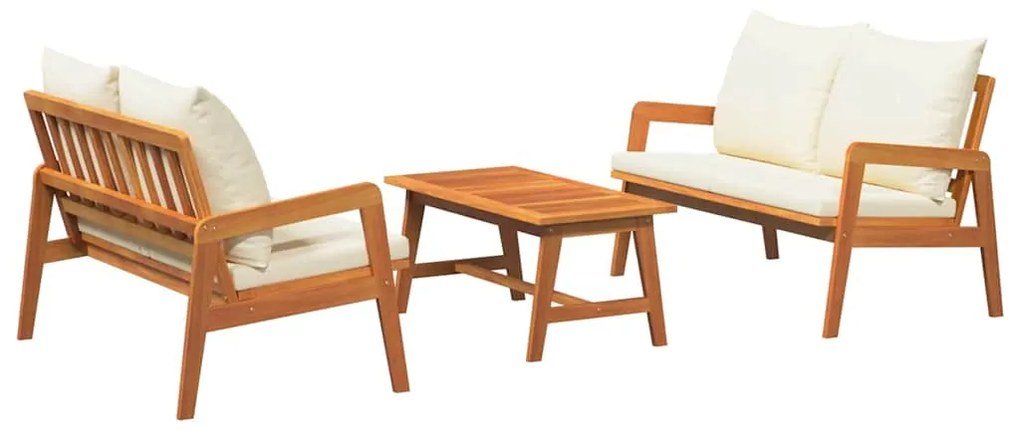 vidaXL Σετ μπιστρό με μαξιλάρι 3 pcs Καφέ Στερεό Ξύλο Ακακίας