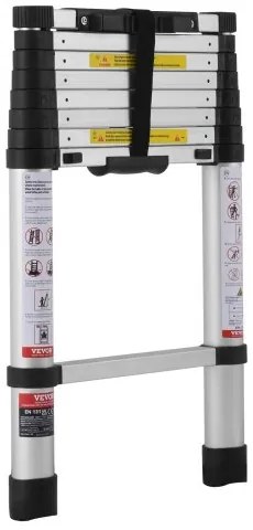 VEVOR Telescoping Extension Ladder 8.5FT One-button Retraction 375 LBS Capacity