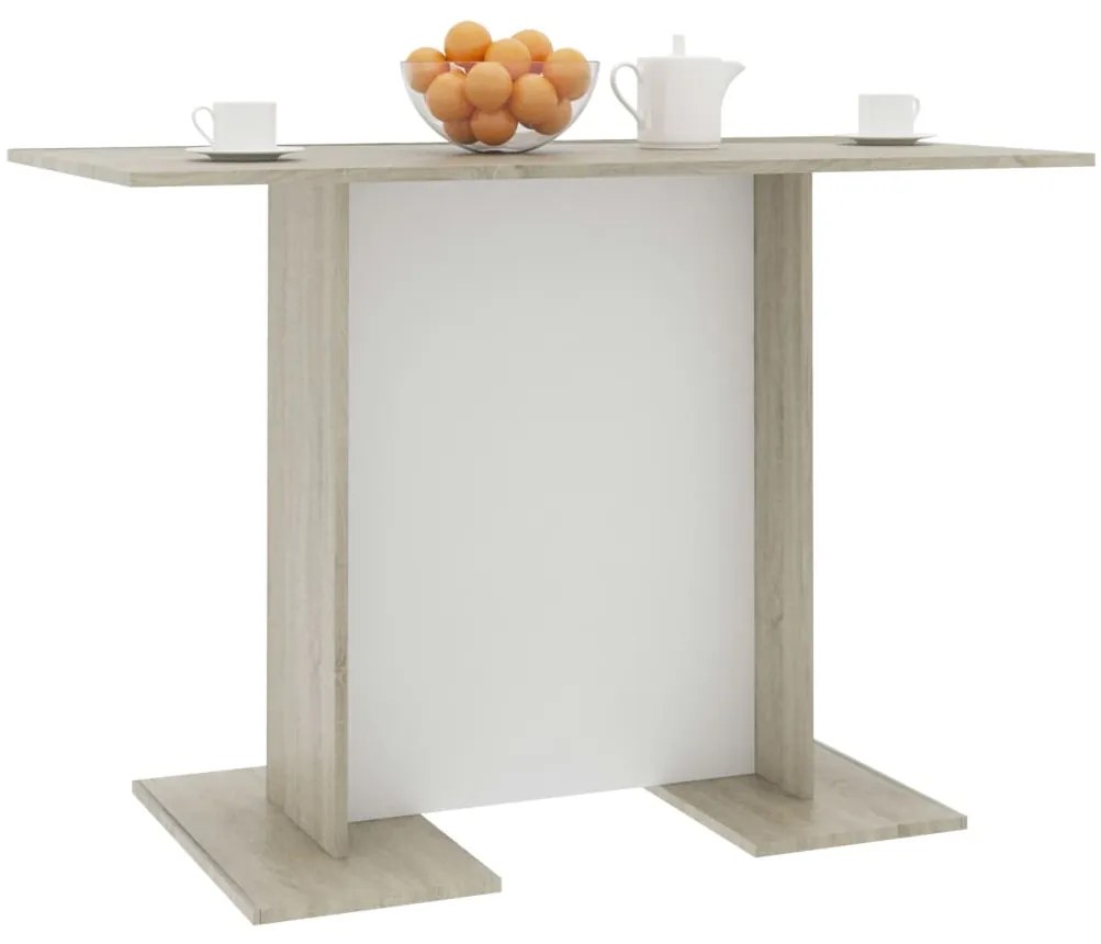 vidaXL Τραπεζαρία Λευκή / Sonoma Δρυς 110x60x75 εκ. από Μοριοσανίδα