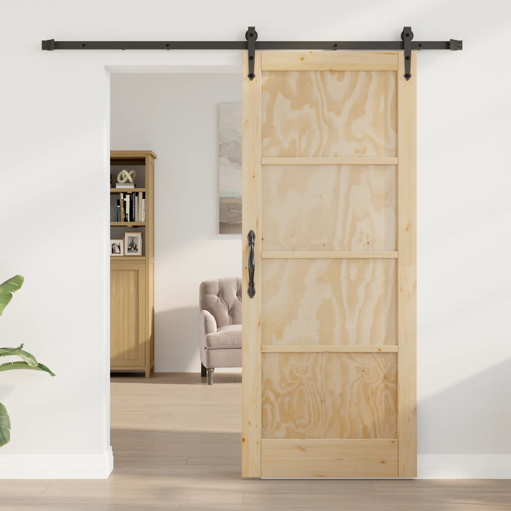 vidaXL Πυλωτή Πόρτα με Σετ Εξαρτημάτων 83x202 εκ. Συμπαγές Ξύλο Πεύκου