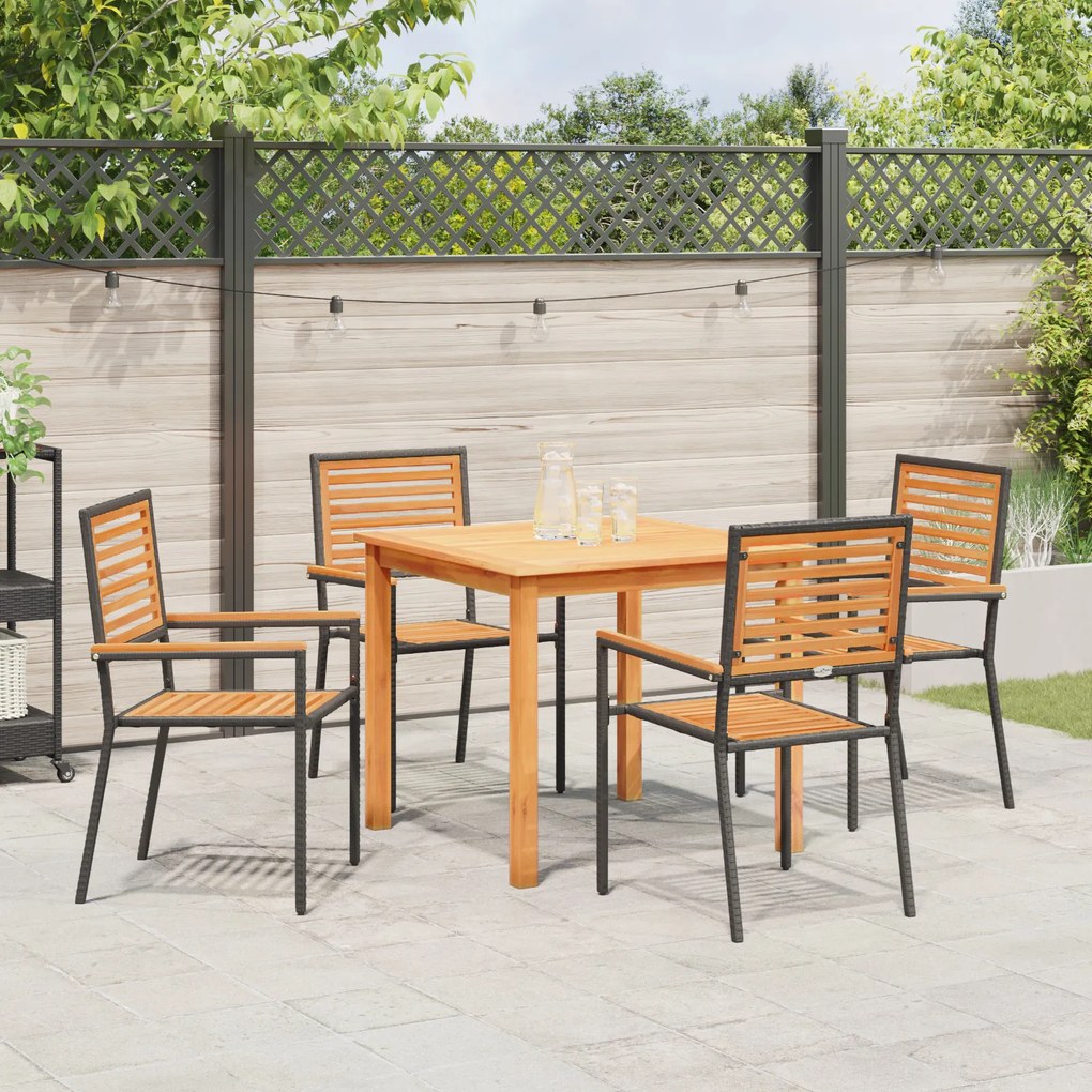 vidaXL Σετ Τραπεζαρίας Κήπου 5 pcs Μαύρο 85 x 85 x 74 cm