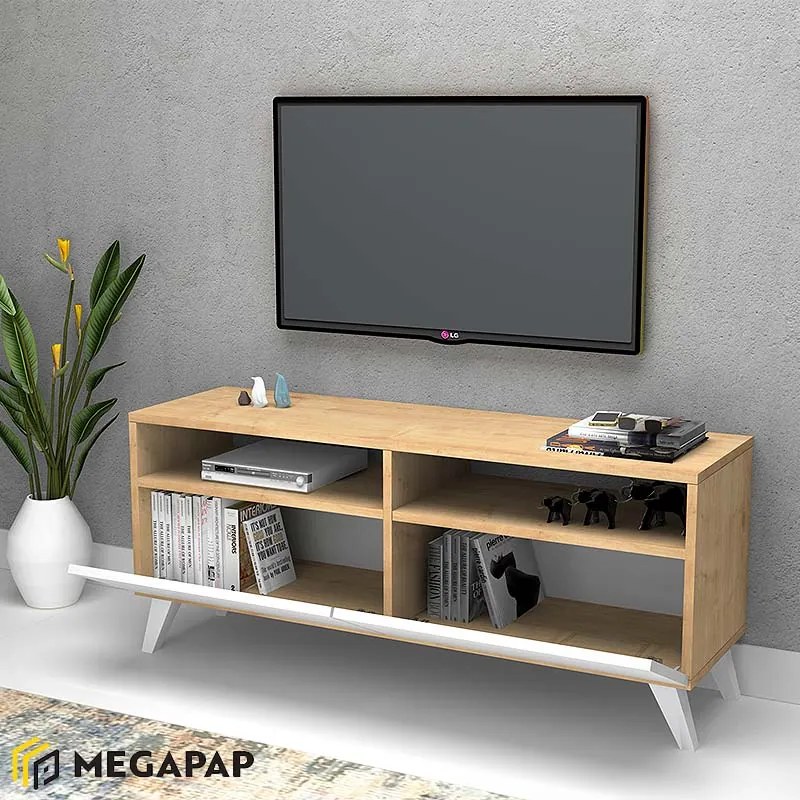 ΕΠΙΠΛΟ ΤΗΛΕΟΡΑΣΗΣ ENCOY MEGAPAP ΧΡΩΜΑ SONOMA - ΛΕΥΚΟ 120X35X50ΕΚ.