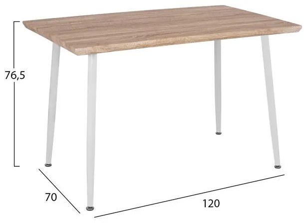 Σετ τραπεζαρίας C11026.01 5τμχ. με Τραπέζι Sonama 120x70x76.5εκ. & Καρέκλες Μεταλλικές Λευκές