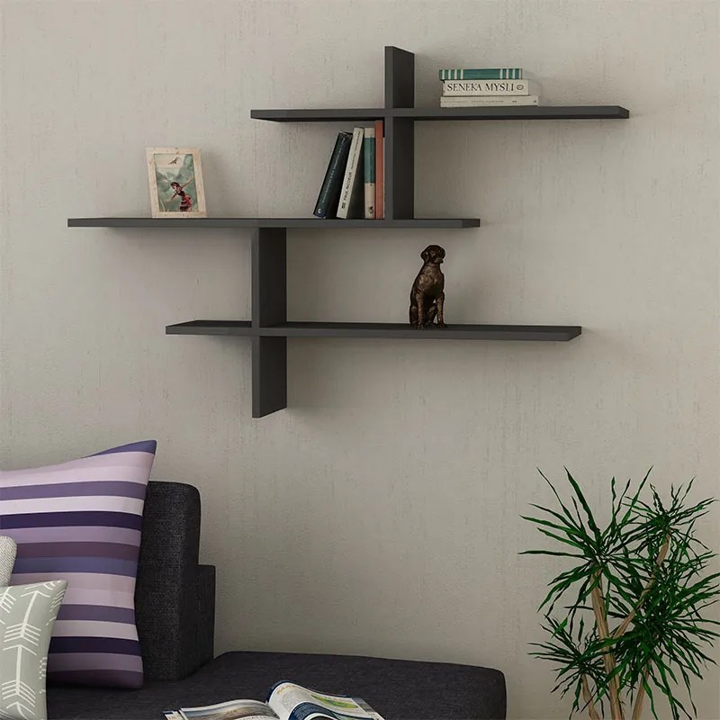 ΡΑΦΙΕΡΑ ΤΟΙΧΟΥ LEO MEGAPAP ΧΡΩΜΑ ΑΝΘΡΑΚΙ 123X22X80ΕΚ.