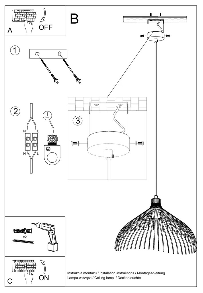 Sollux Κρεμαστό φωτιστικό Umb 1,ατσάλι,1xE27/60w