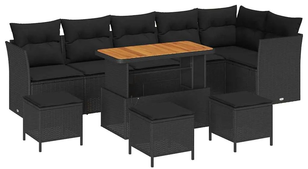 vidaXL Σετ Καναπέ Κήπου 10 pcs Μαύρο συνθετικό ρατάν