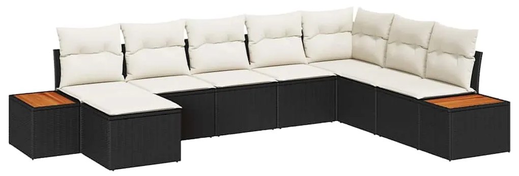 vidaXL Σετ Καναπέ Κήπου 8 pcs Μαύρο και κρεμ 319 x 209 x 85 εκ.