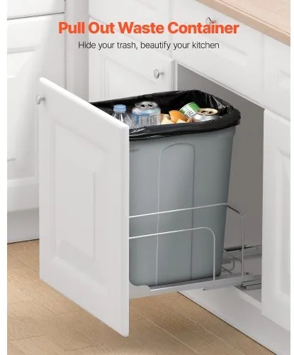 VEVOR Pullout Waste Container Under Cabinet Kitchen Garbage Bin Trash Can