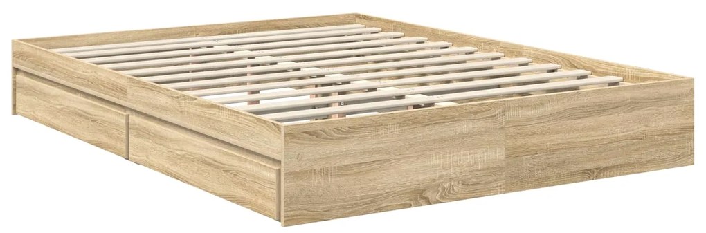 vidaXL Κρεβάτι Αποθήκης Δρύς Sonoma 150 x 200 cm Επεξεργασμένο ξύλο