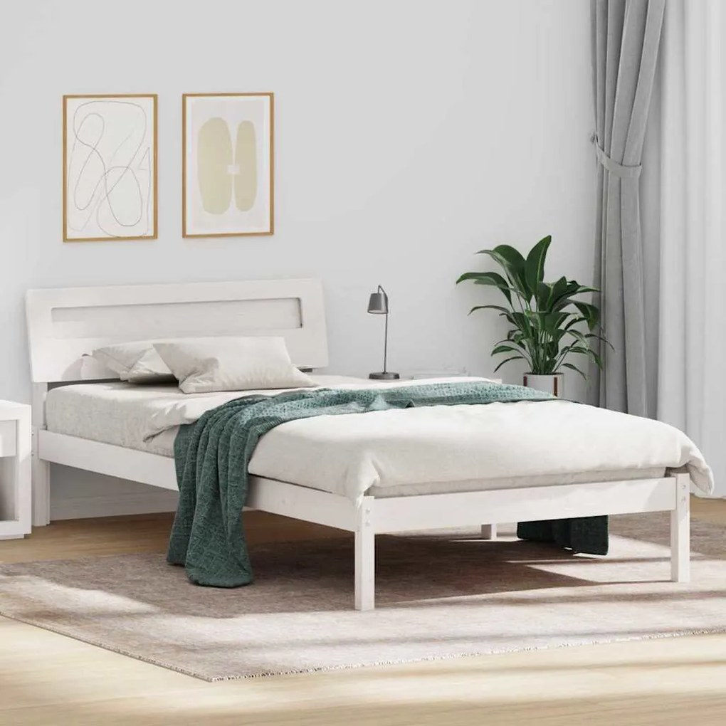 vidaXL Σκελετός Κρεβατιού Λευκό 100 x 200 cm Μασίφ ξύλο πεύκου