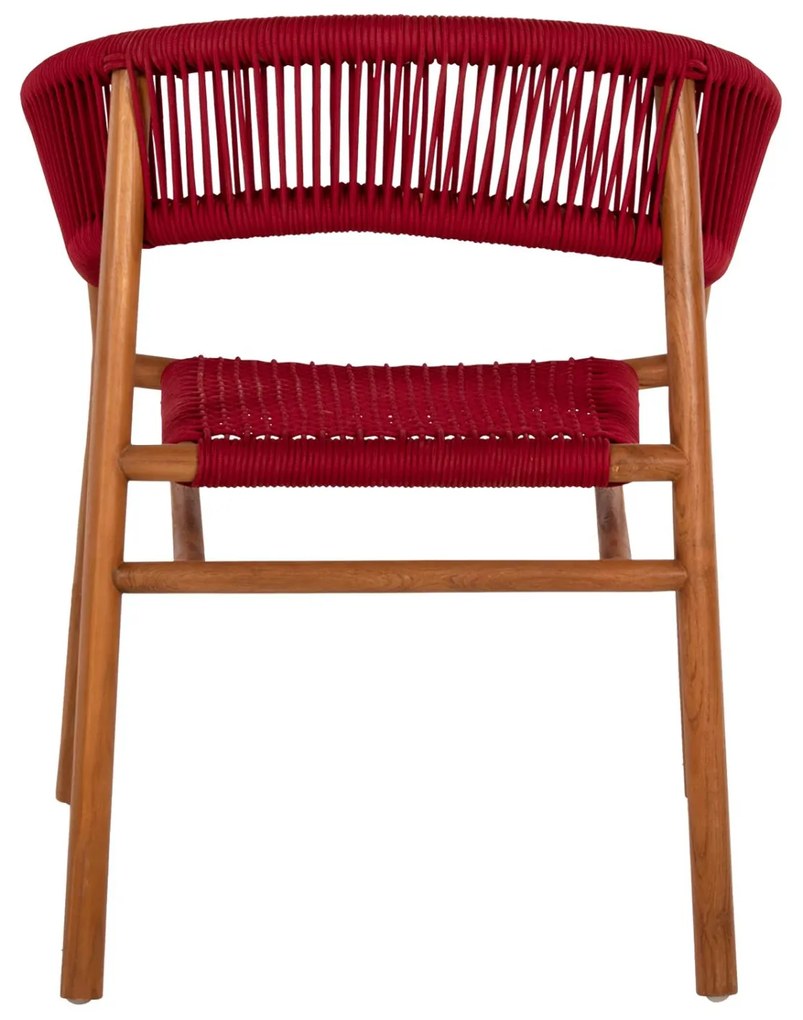 Πολυθρόνα IRVING Ξύλο Teak Φυσικό με Μπορντό Σχοινί 60x55x75Yεκ. 60x55x75 εκ.