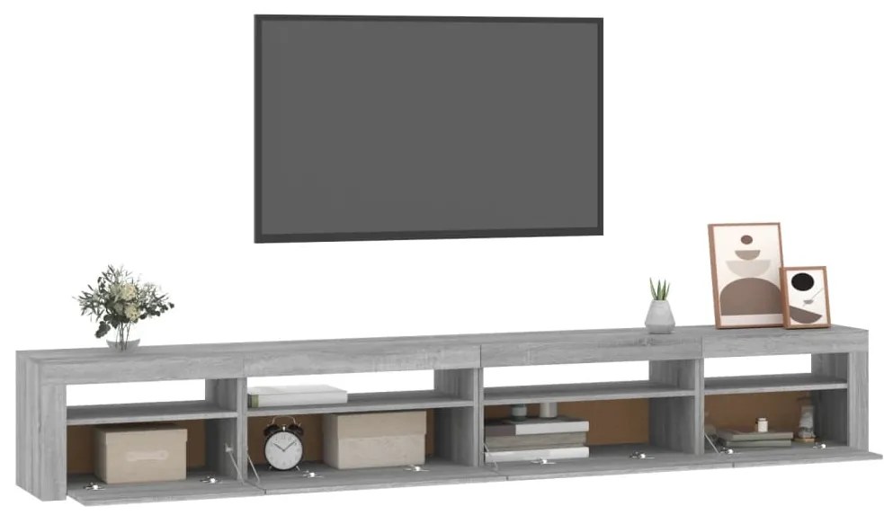vidaXL Έπιπλο Τηλεόρασης με LED Γκρι Sonoma 270x35x40 εκ.