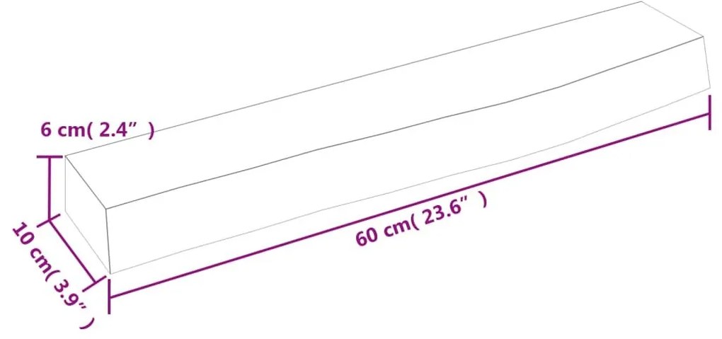 Ράφι Τοίχου Σκούρο Καφέ 60x10x6 εκ. Επεξεργ. Μασίφ Ξύλο Δρυός - Καφέ