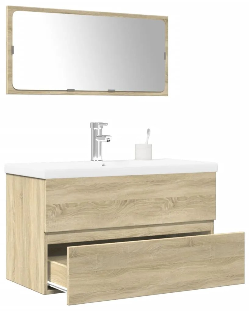 Σετ Επίπλων Μπάνιου 3 Τεμαχίων Sonoma Δρυς Επεξεργασμένο Ξύλο