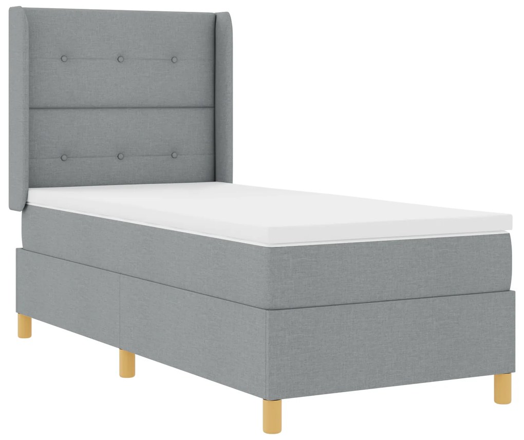 vidaXL κρεβάτι Box Spring με μαξιλάρι & LED φως γκρι 80x200 εκ. ύφασμα
