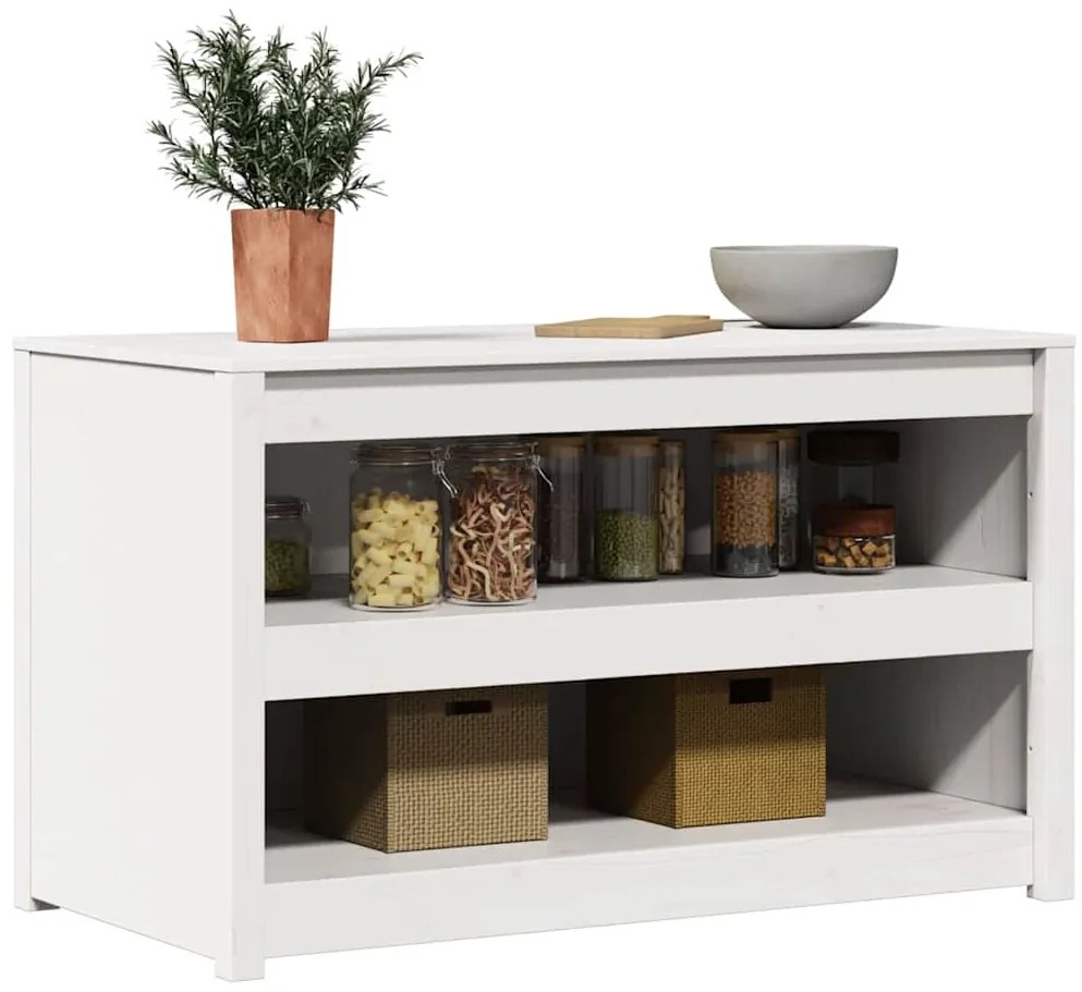 vidaXL Ντουλάπα Κουζίνας Λευκό 106 x 55 x 64 cm Μασίφ ξύλο πεύκου
