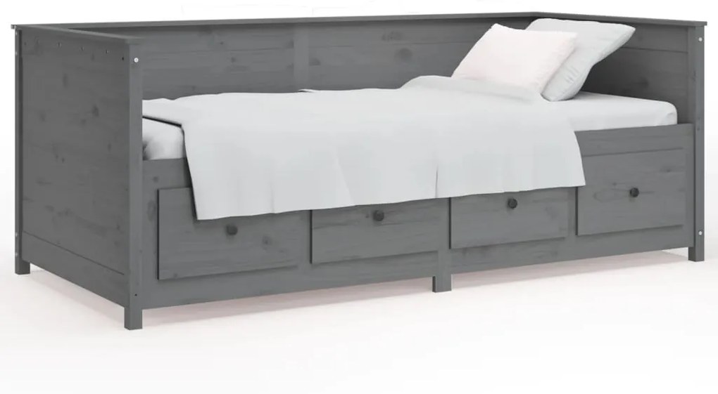 vidaXL 820387  Καναπές Κρεβάτι Γκρί 100 x 200εκ. από Μασίφ Ξύλο Πεύκου