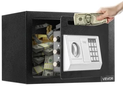 VEVOR 0.6 Cubic Feet Drop Safe, Drop Slot Safe Box with Password and Turn Knob, Heavy Duty Compact Cash Depository Box with a Front Lock Slot for Cash, Bank Slips, Jewelry, Documents, Bills, Black