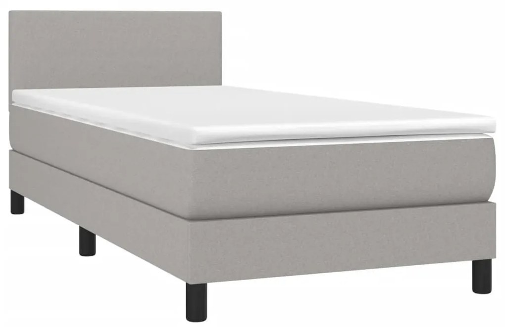 Κρεβάτι Boxspring με Στρώμα &amp; LED Αν.Γκρι 90x200 εκ. Υφασμάτινο - Γκρι