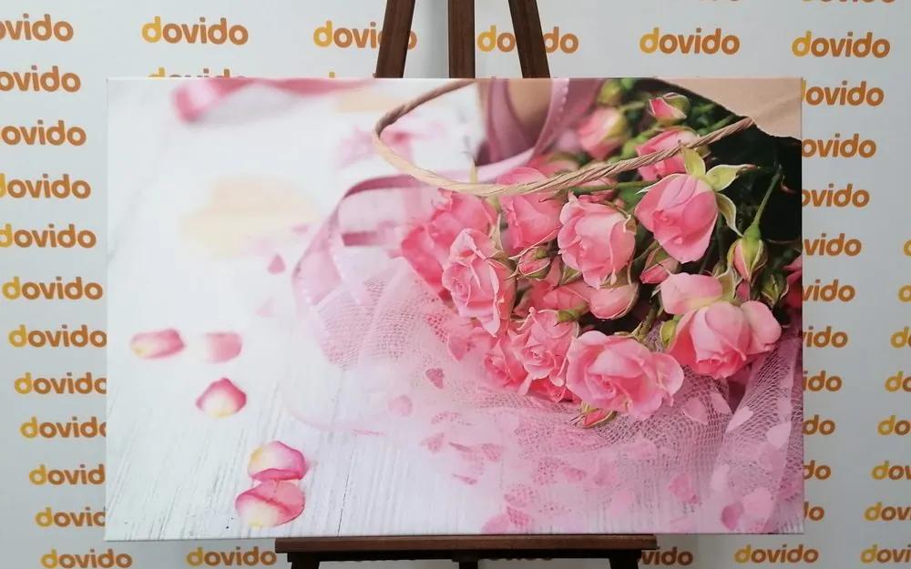 Εικόνα μπουκέτο με ροζ τριαντάφυλλα - 90x60