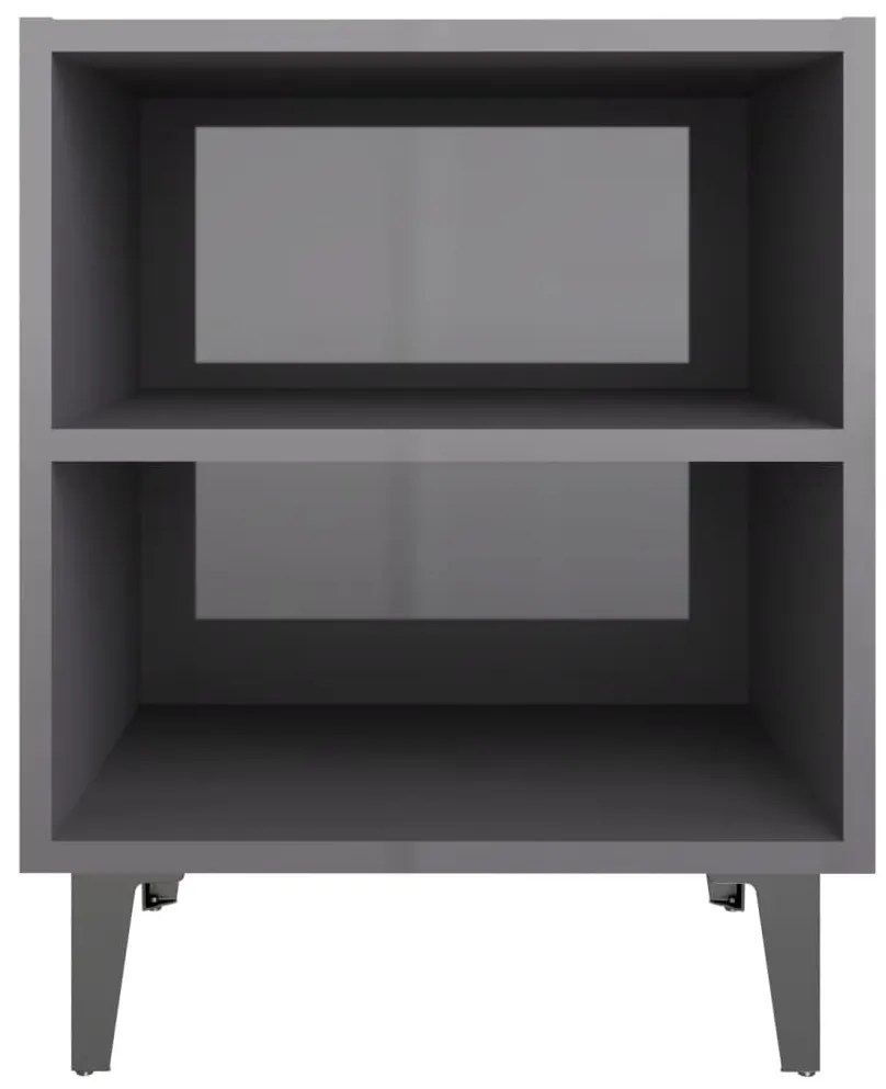 vidaXL Κομοδίνα 2 τεμ. Γυαλιστερό Γκρι 40x30x50 εκ. με Μεταλλικά Πόδια
